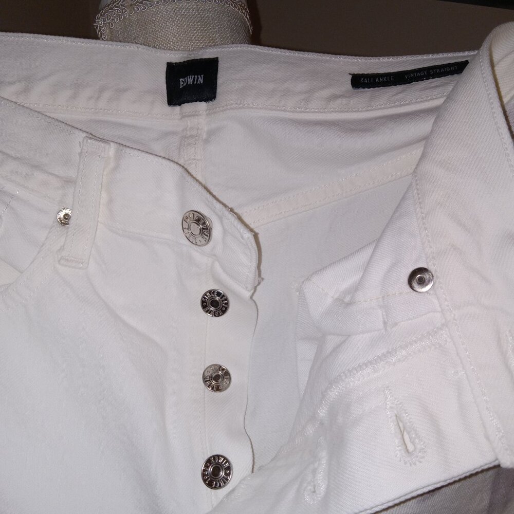 NWT Edwin Womens Size 28 Kali Ankle Jeans Vintage Straight Leg in Beige Tie Dye - Picture 3 of 10